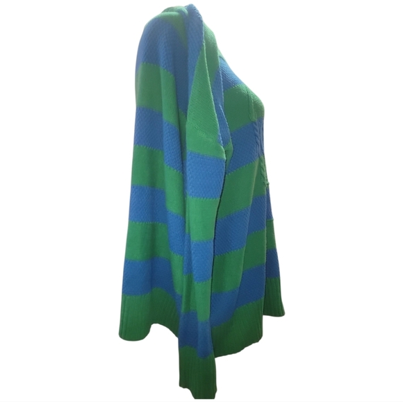 Torrid Lovesick skeleton stitch Striped Green Blue pullover Sweater 0 12 - Picture 6 of 7